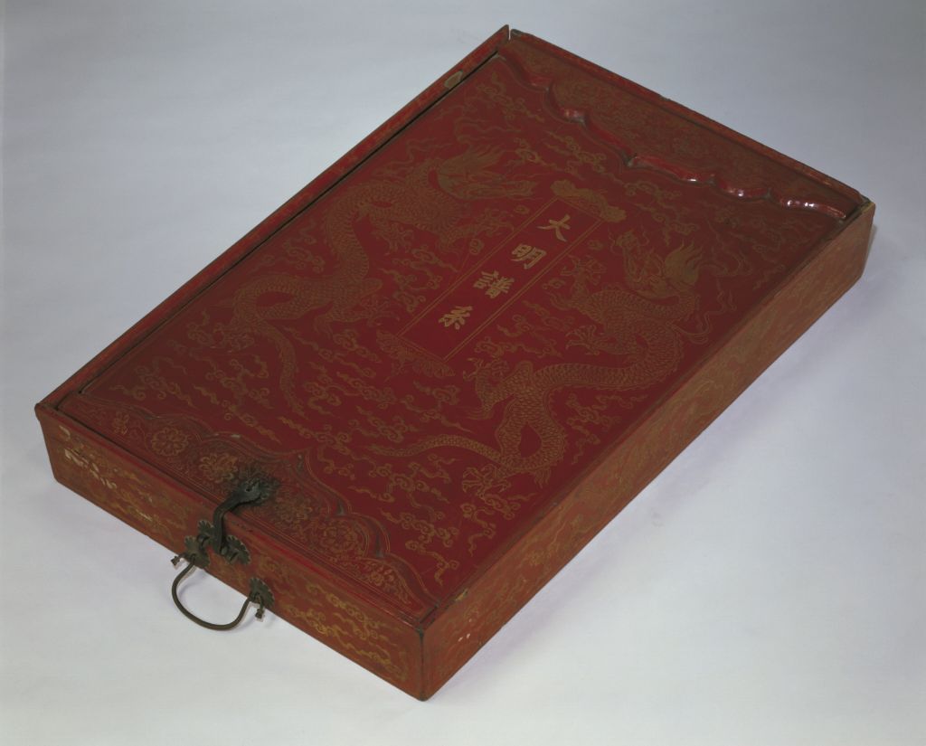 图片[2]-Red-painted rectangular box of the Ming Dynasty pedigree with double dragon patterns-China Archive